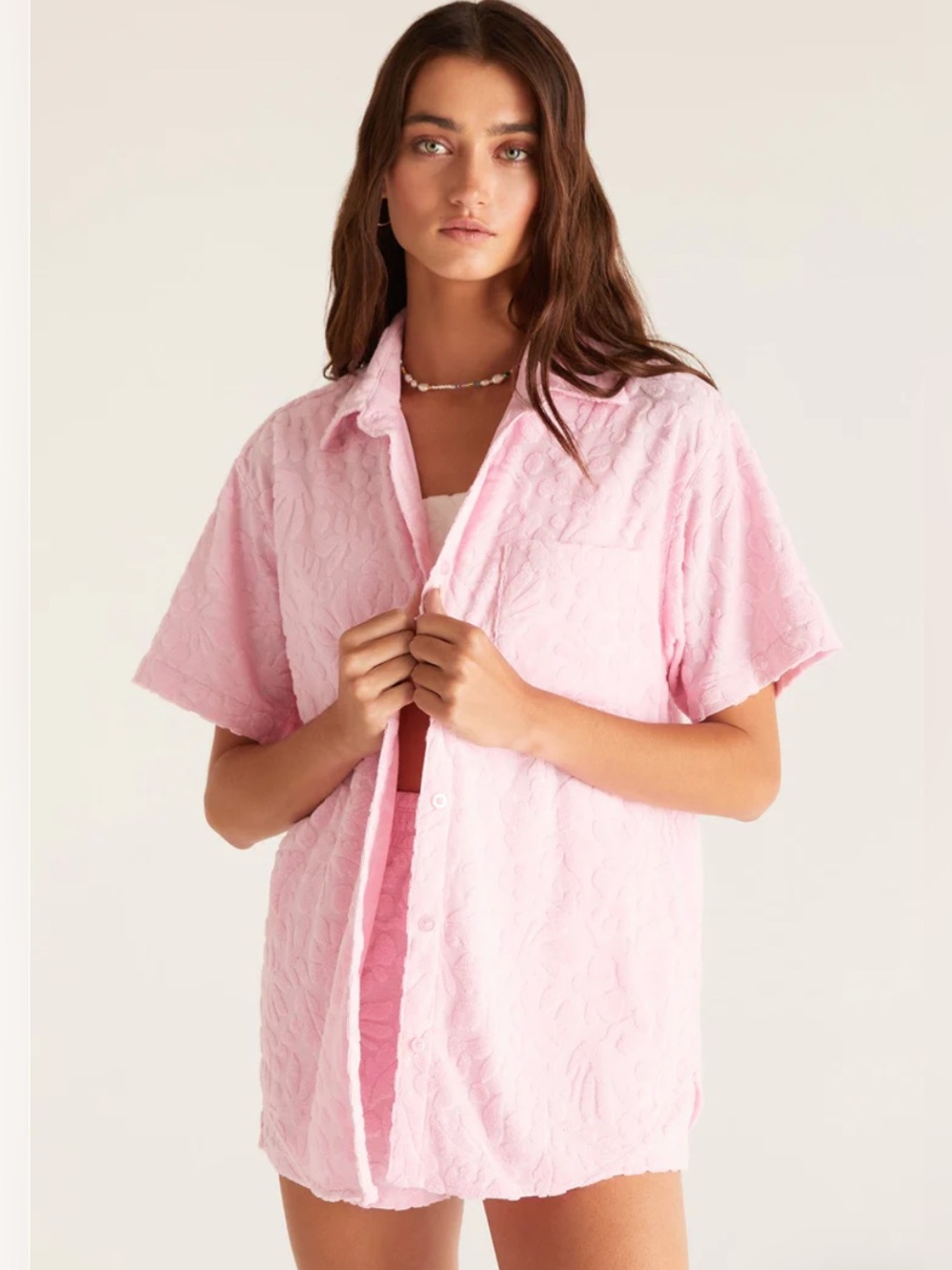 Z SUPPLY Sea Yea Jacquard Terry Poolside Shirt Size Small